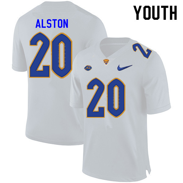 Youth #20 Myles Alston Pitt Panthers College Football Jerseys Sale-White